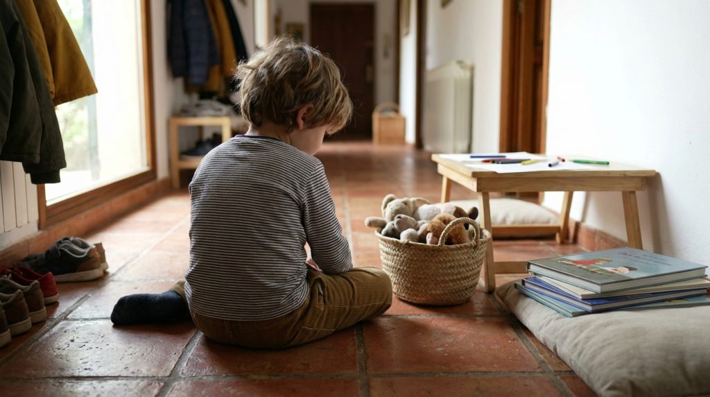 Actividad creativa en una mesa de casa